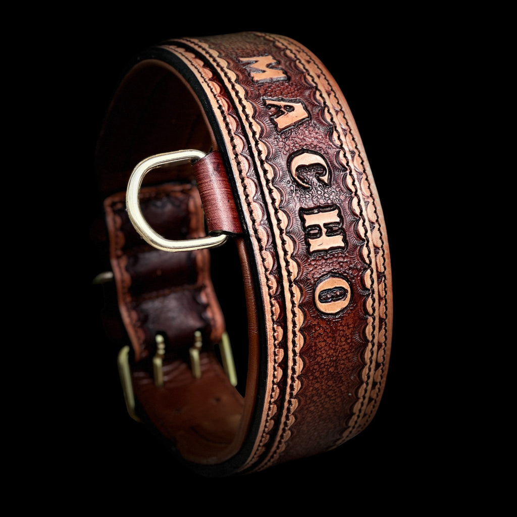 Handcrafted Buffalo Leather Dog Collar – Personalized Name Engraved, Strong & Stylish Collar for Cane Corso, Rottweiler, Doberman, Kangal, American Bully - A&C Dog Collars