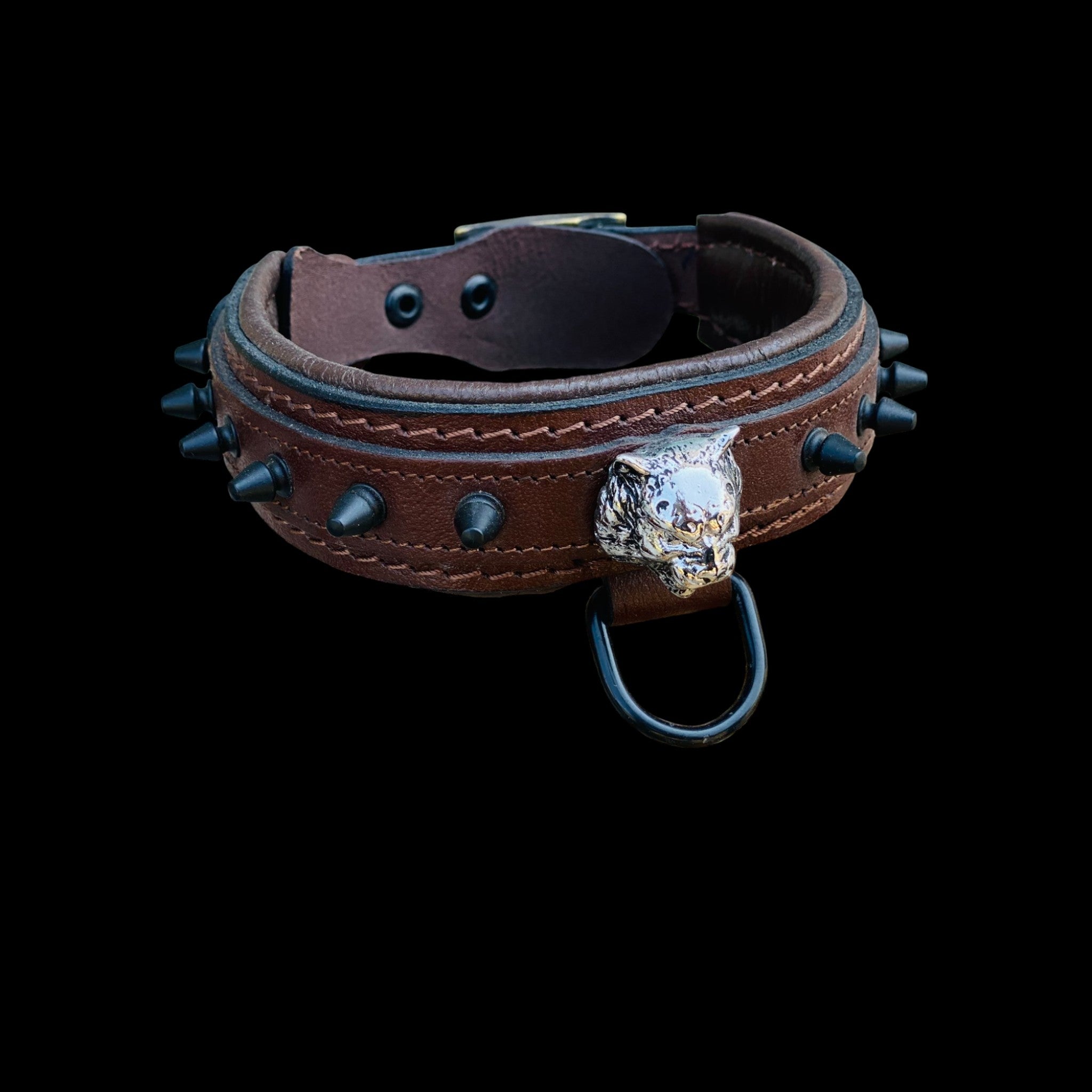 Handmade Wide Brown Dog Collar - A&C Dog Collars