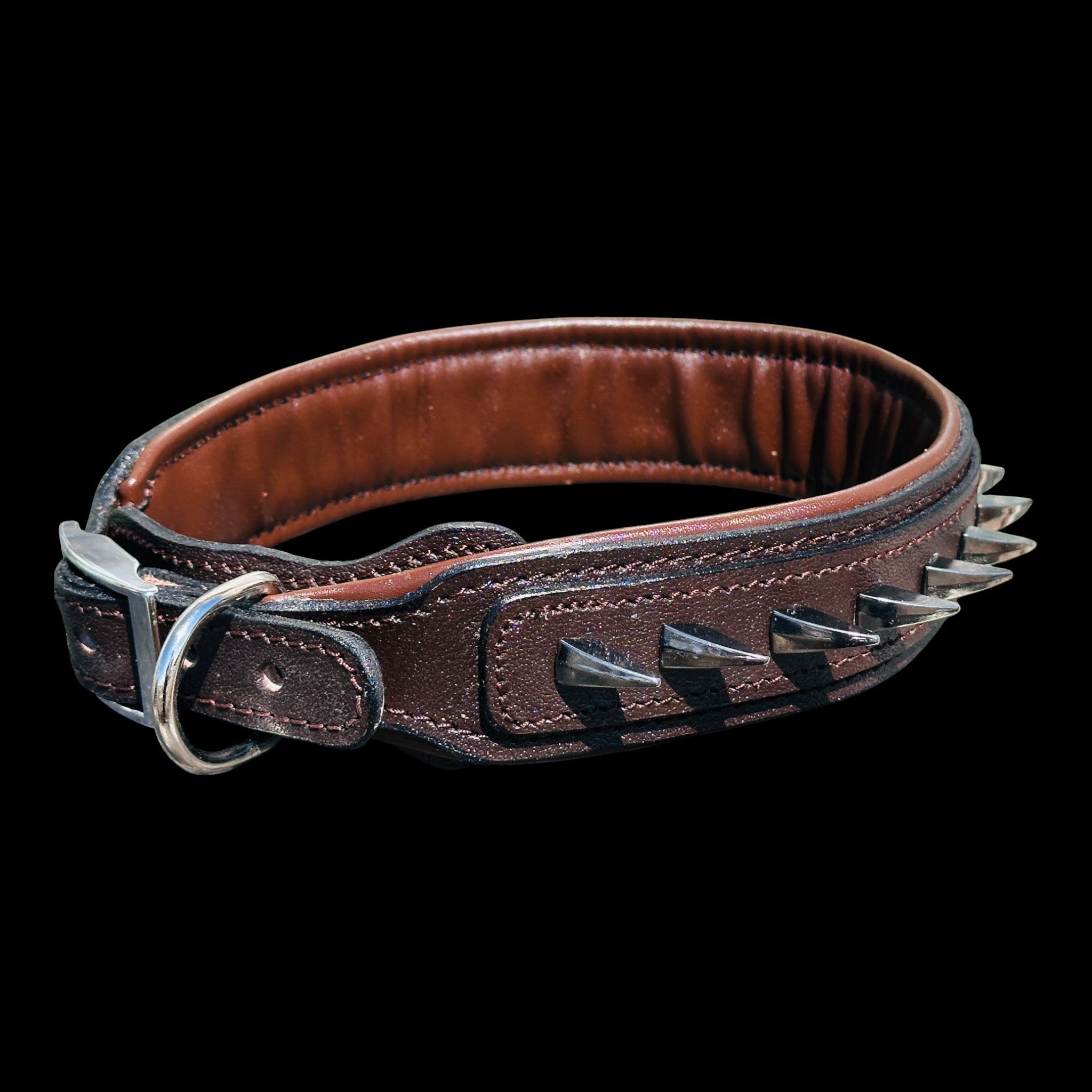 Handmade American Bully head leather dog collar with ivory spikes - A&C Dog Collars