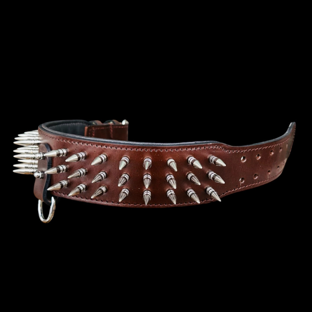 Handmade Spiked Dog Collar, Harness & Leash Set – Buffalo Leather for Large Breeds - A&C Dog Collars