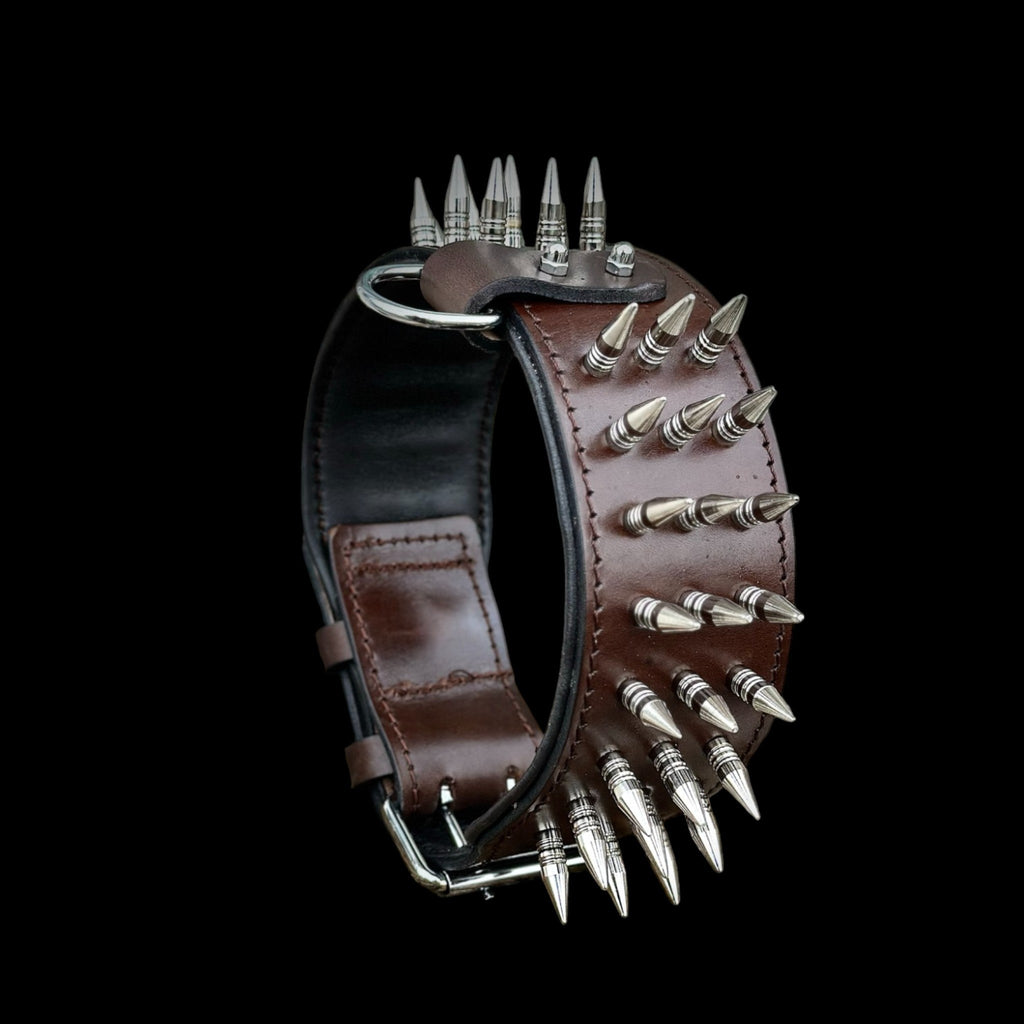 Handmade Spiked Dog Collar, Harness & Leash Set – Buffalo Leather for Large Breeds - A&C Dog Collars