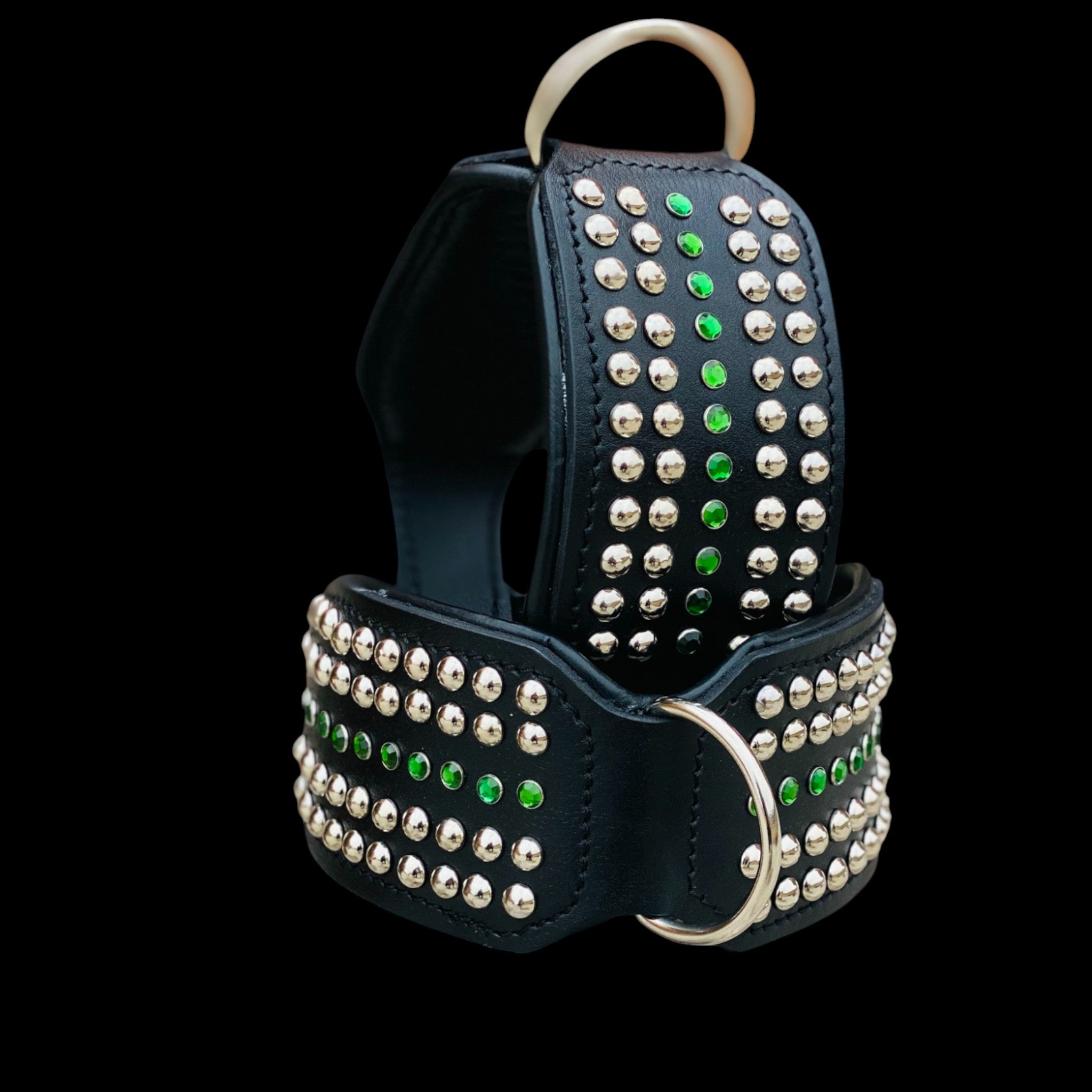 Handcrafted 8cm Wide Leather Dog Collar – Crystal Studded Strong Collar for Cane Corso, Rottweiler, Doberman, Kangal, American Bully - A&C Dog Collars