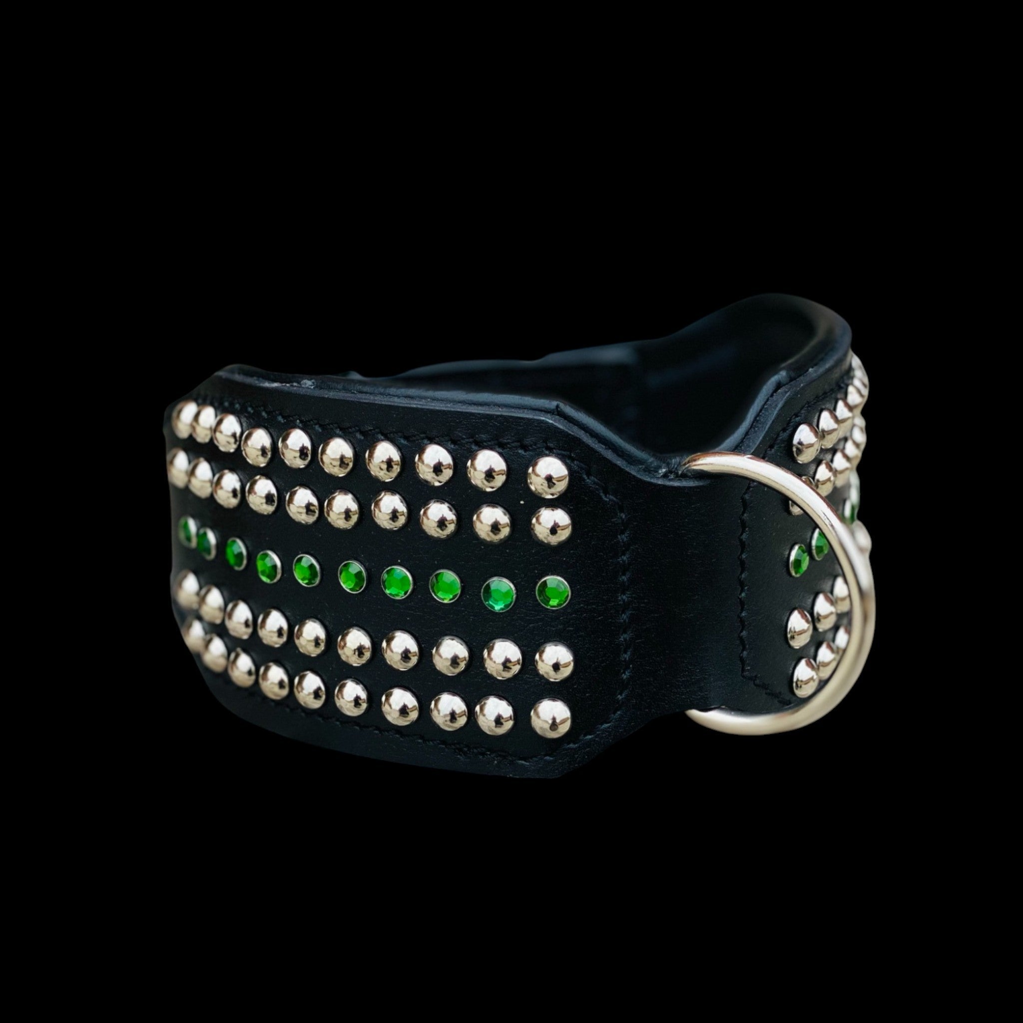 Handcrafted 8cm Wide Leather Dog Collar – Crystal Studded Strong Collar for Cane Corso, Rottweiler, Doberman, Kangal, American Bully - A&C Dog Collars