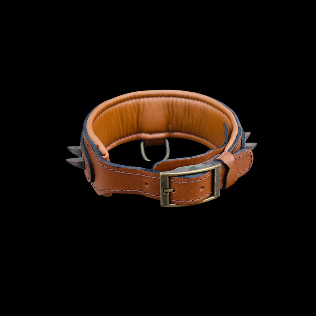 Custom wolf logo leather dog collar for large breeds - A&C Dog Collars