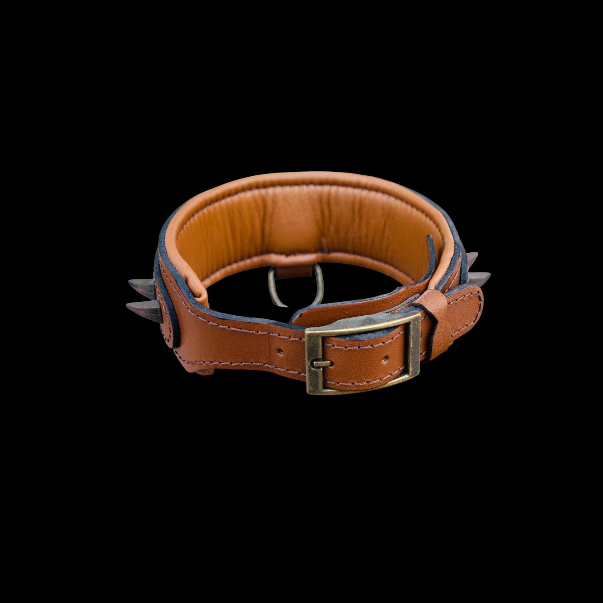 Custom wolf logo leather dog collar for large breeds - A&C Dog Collars