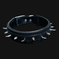 A&C Dog Collars handmade black leather dog collar with silver spikes for large breeds.