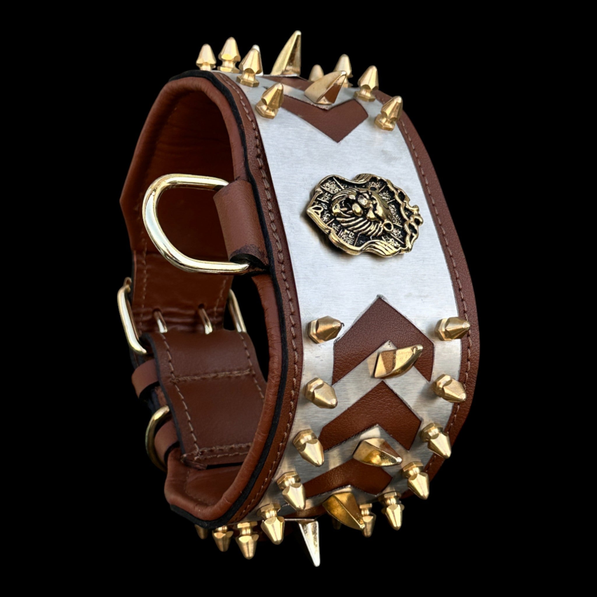 Bronze Armor Lion Collar - A&C Dog Collars