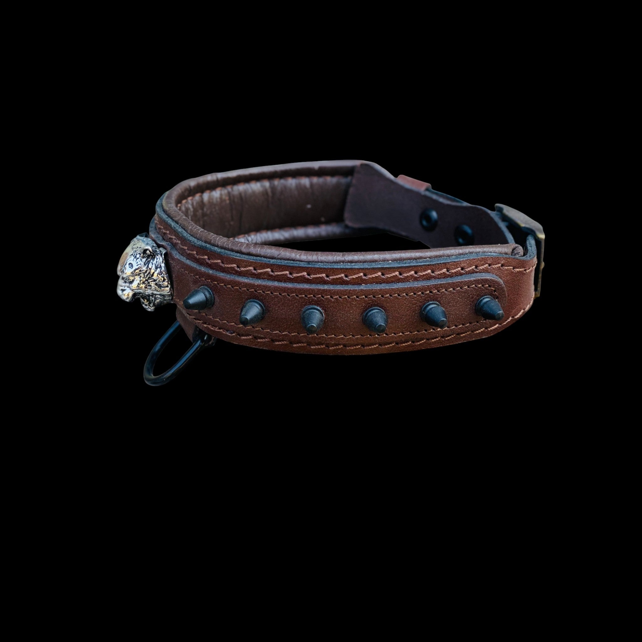 Handmade Wide Brown Dog Collar - A&C Dog Collars
