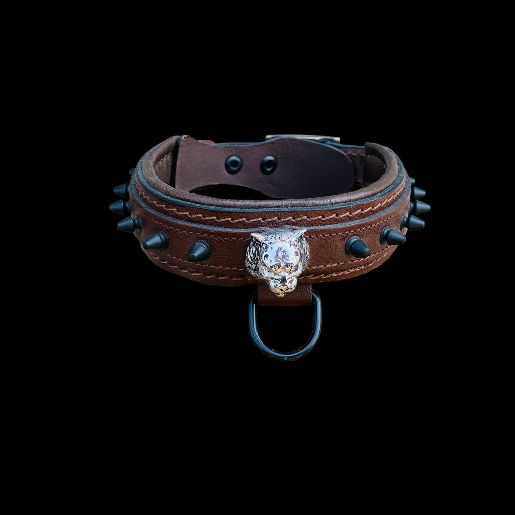 Handmade Wide Brown Dog Collar - A&C Dog Collars