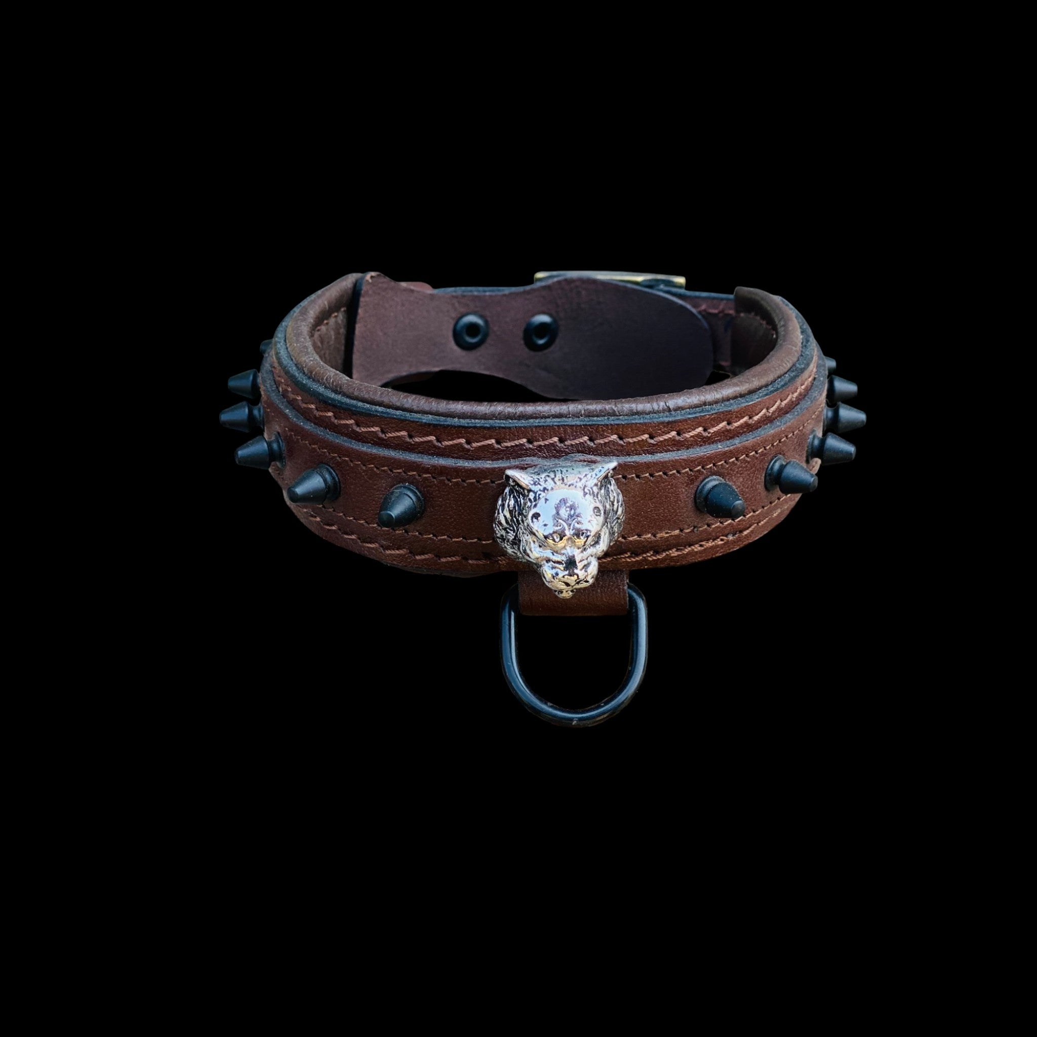 Handmade Wide Brown Dog Collar - A&C Dog Collars