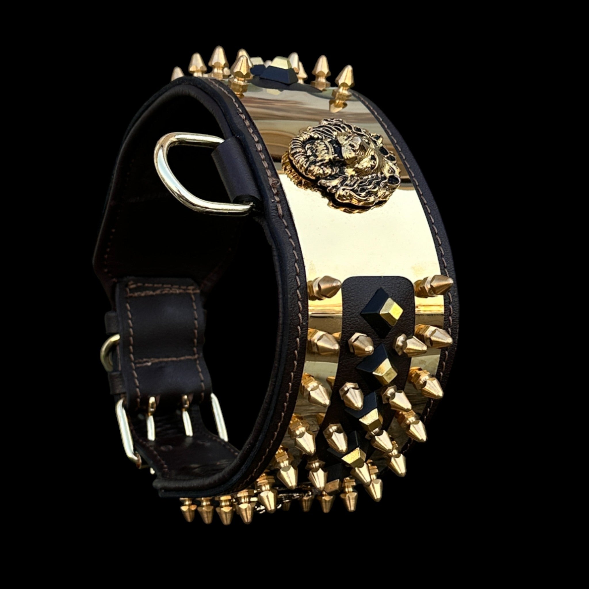 Golden Lion Armor Dog Collar - A&C Dog Collars