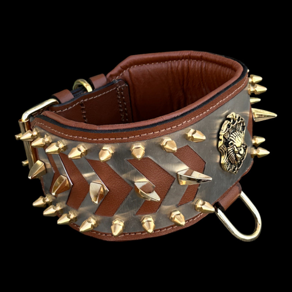 Bronze Armor Lion Collar - A&C Dog Collars