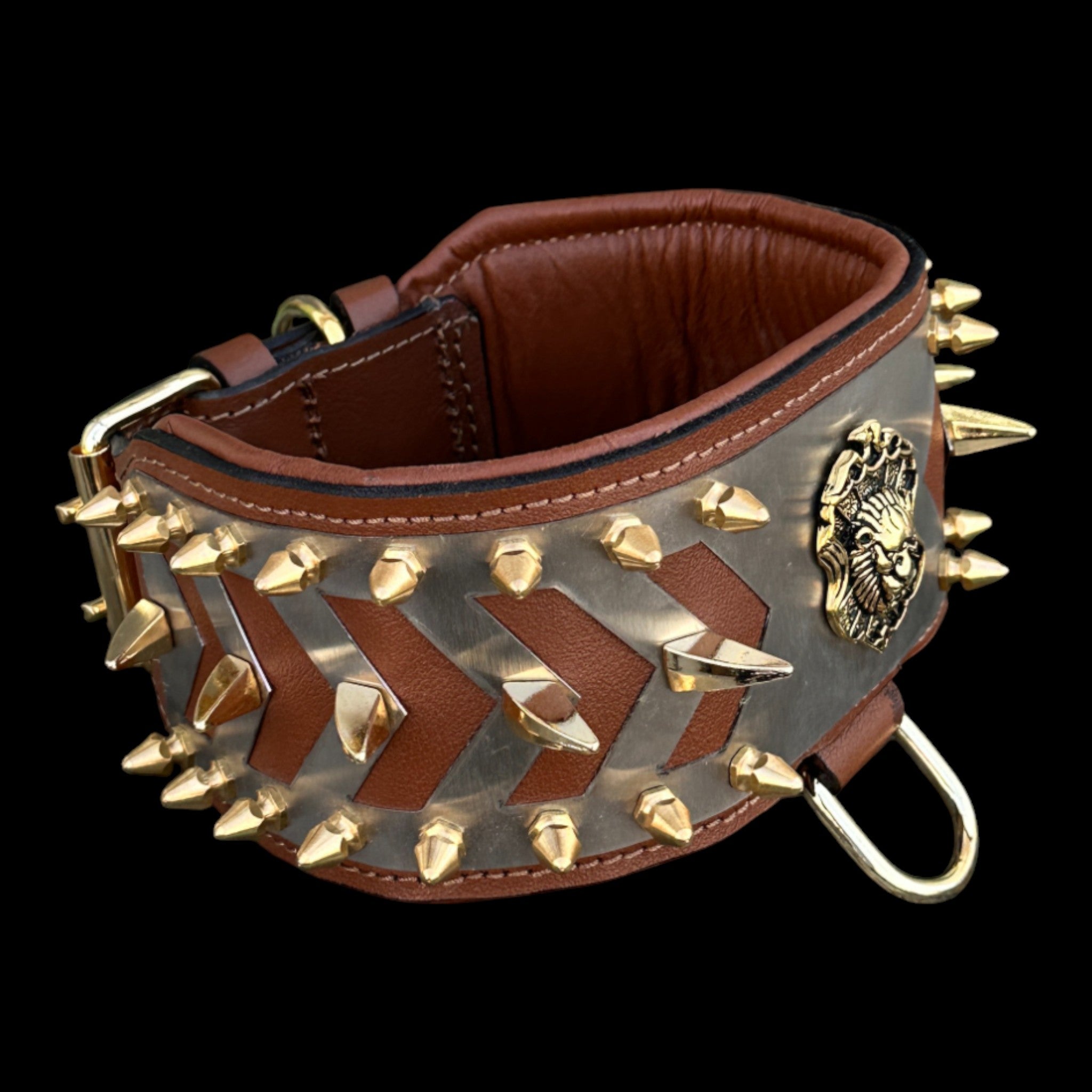 Bronze Armor Lion Collar - A&C Dog Collars