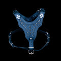 Black spiked leather dog chest harness for large breeds