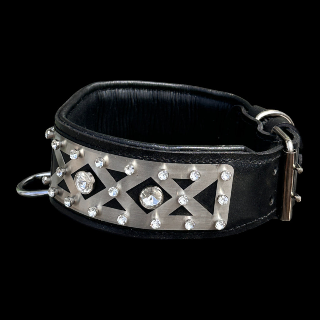 Luxury crystal-studded collar for large dogs like Cane Corso