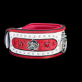 Extra Wide 3.15 Inch Handmade Dog Collar – Red & White Premium Crystal Stones - A&C Dog Collars