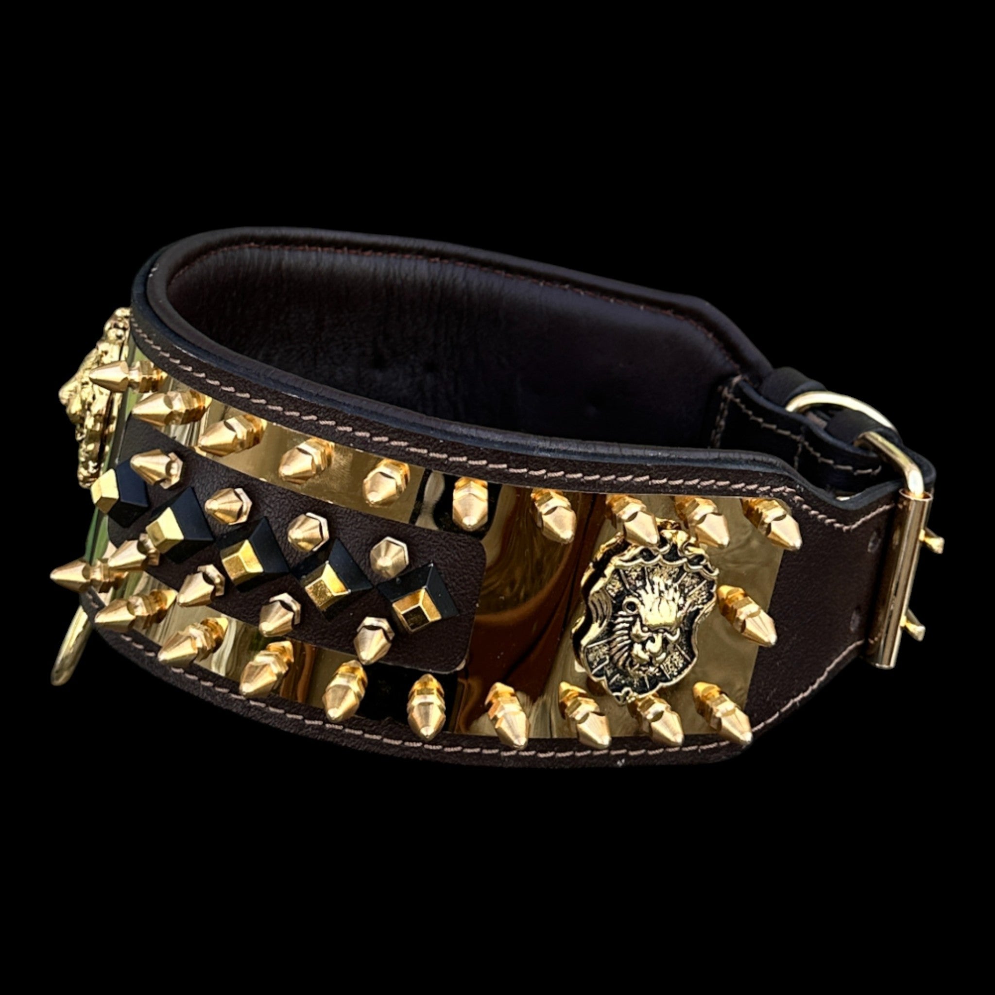 Golden Lion Armor Dog Collar - A&C Dog Collars