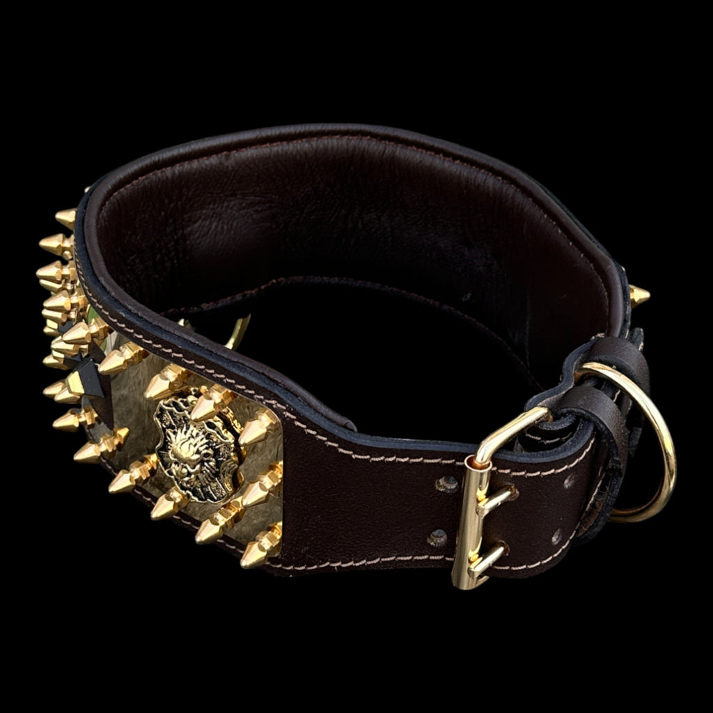 Golden Lion Armor Dog Collar - A&C Dog Collars