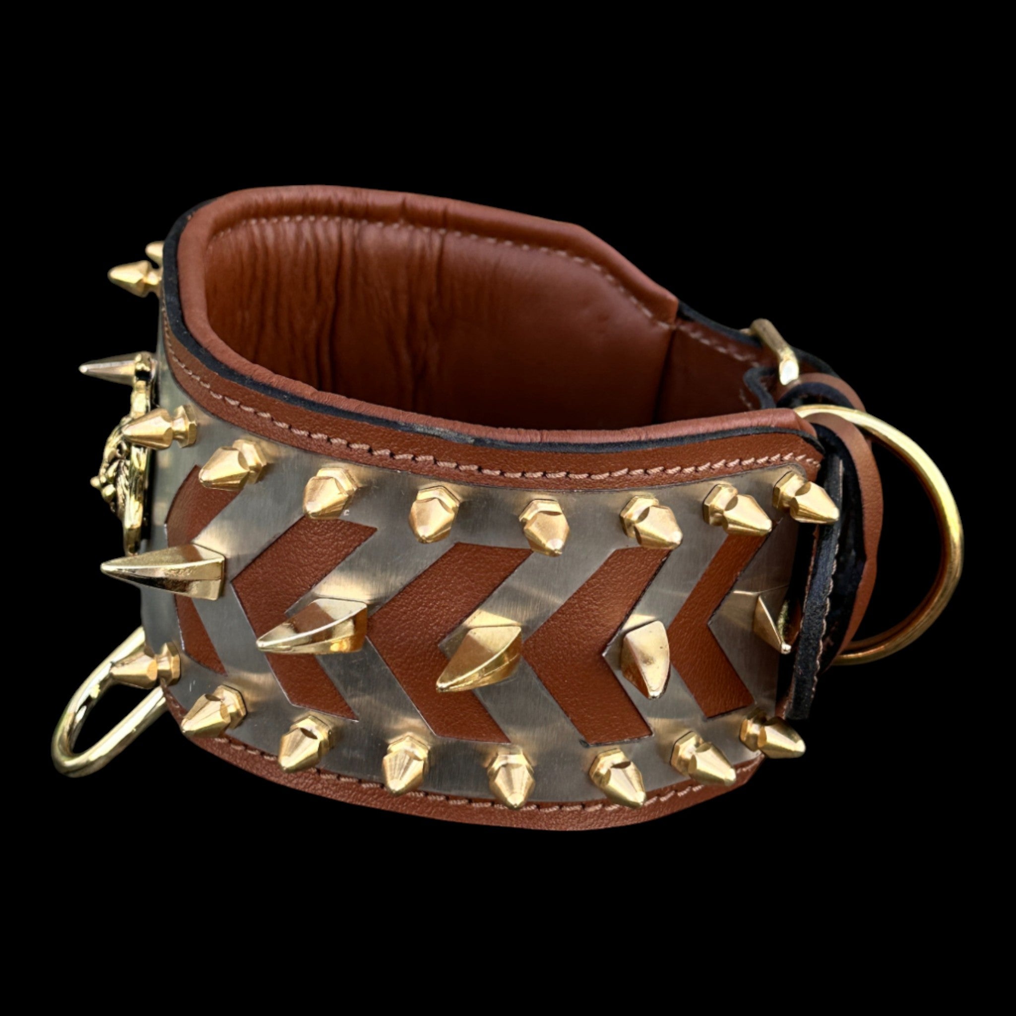 Bronze Armor Lion Collar - A&C Dog Collars