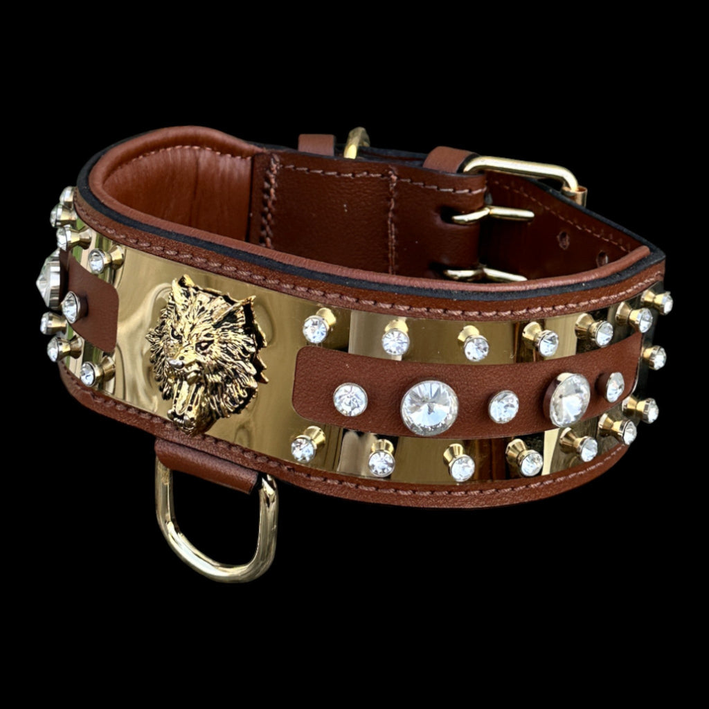 GOLDEN HOWL – Crystal Dog Collar - A&C Dog Collars