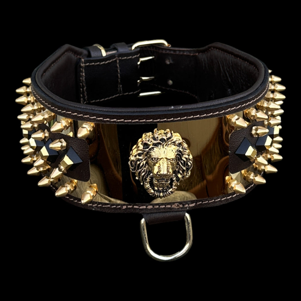 Golden Lion Armor Dog Collar - A&C Dog Collars