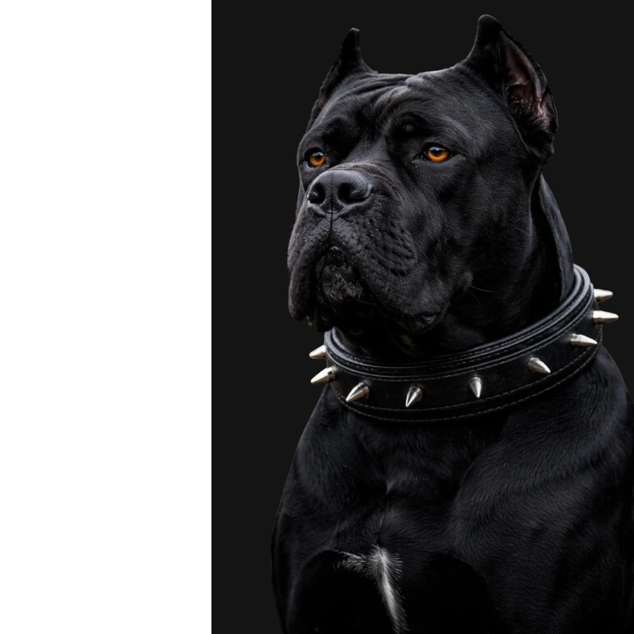 Handmade black leather dog collar with ivory-style spikes for large breeds - A&C Dog Collars