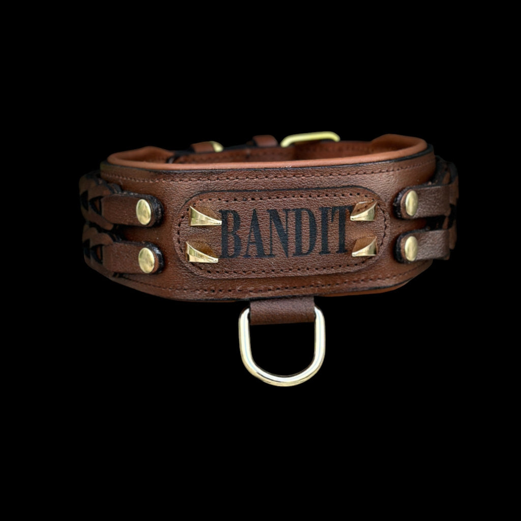 Handcrafted Leather Dog Collar & Leash Set – Personalized Name, Hand Braided Buffalo Leather for Cane Corso, Rottweiler, Doberman, Kangal, American Bully - A&C Dog Collars