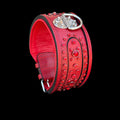 Handcrafted Red Leather Dog Collar – Wide & Thick Crystal Studded - A&C Dog Collars