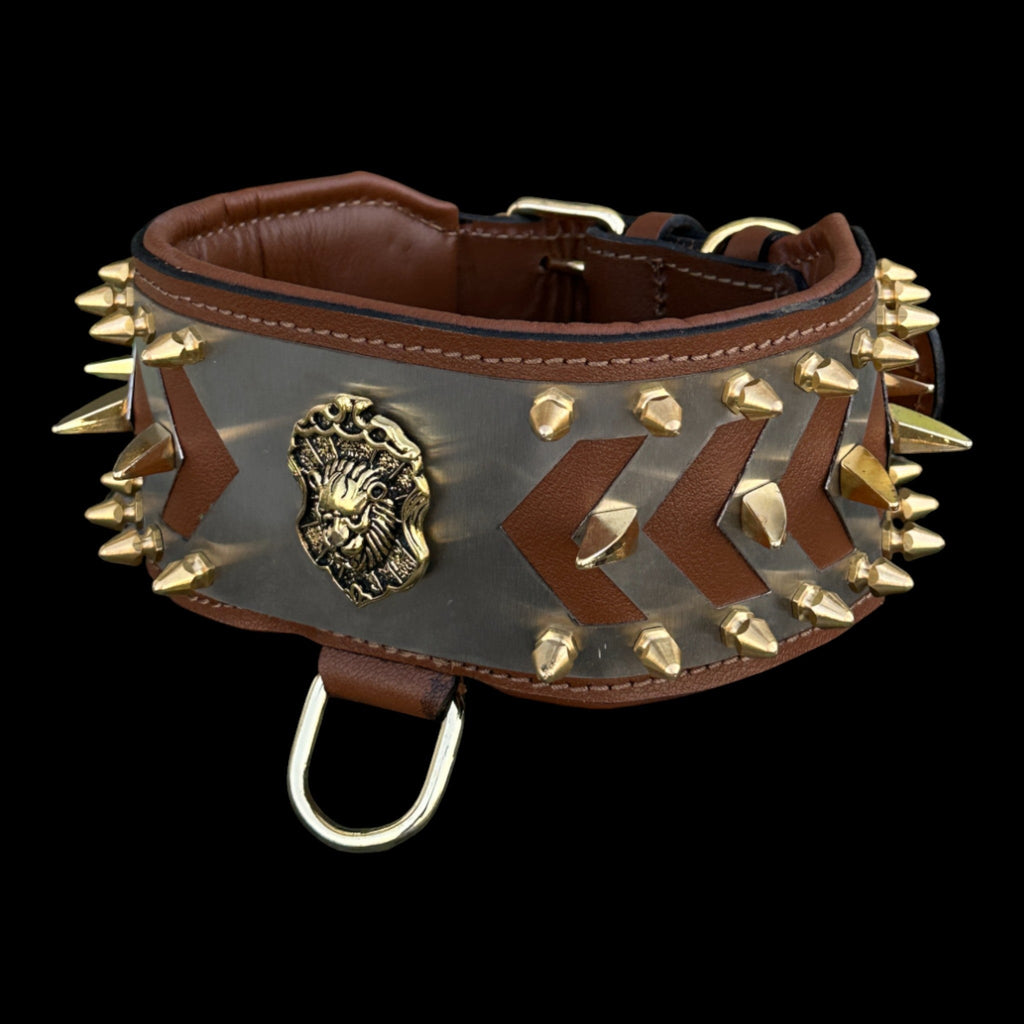 Bronze Armor Lion Collar - A&C Dog Collars