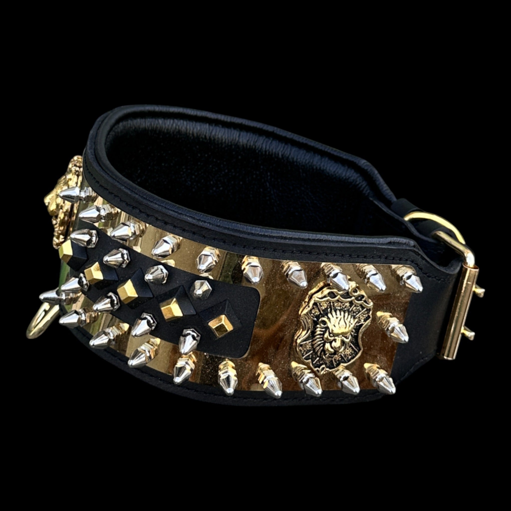 Premium gold and silver dog collar for Rottweiler