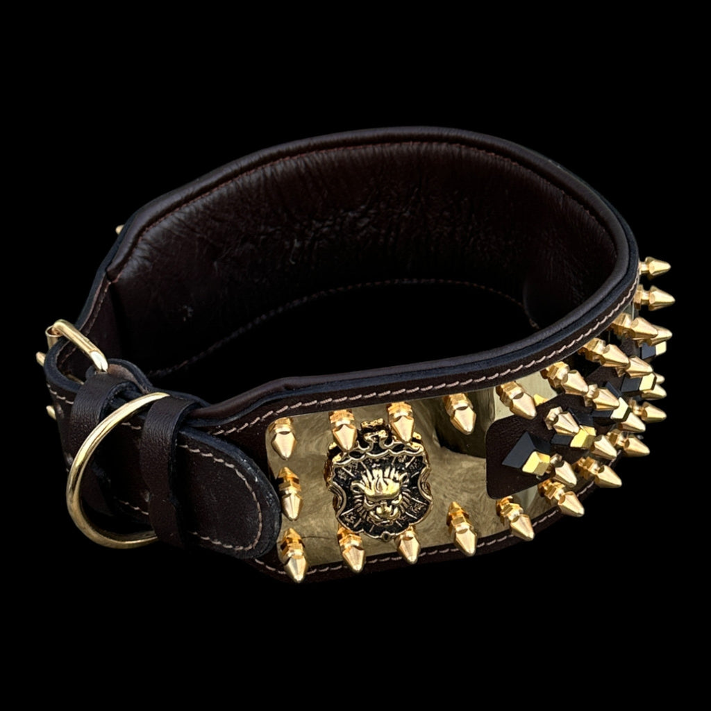 Golden Lion Armor Dog Collar - A&C Dog Collars