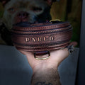 Handmade Buffalo Leather Dog Collar with Name Plate - Engraved Custom Collar - A&C Dog Collars