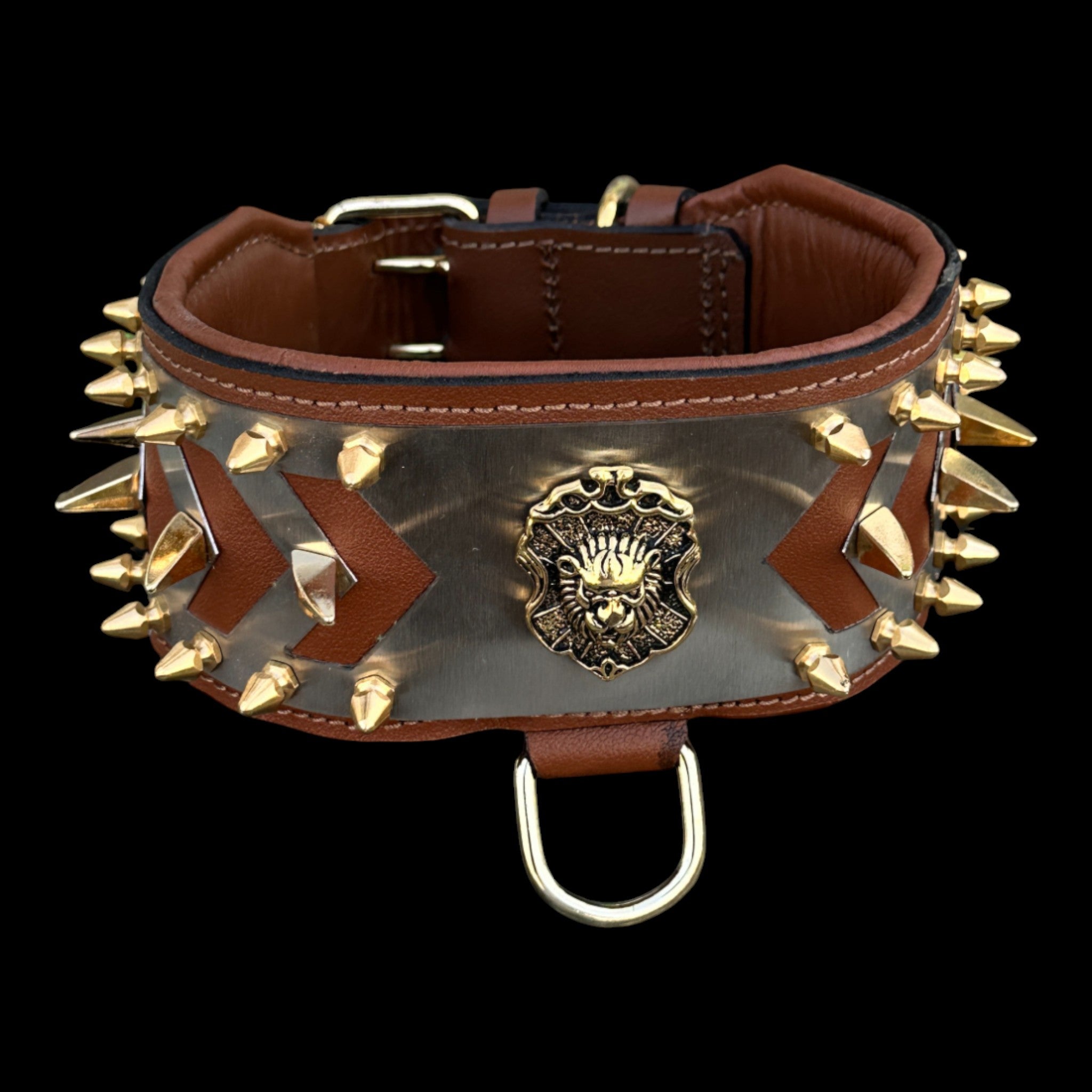 Bronze Armor Lion Collar - A&C Dog Collars