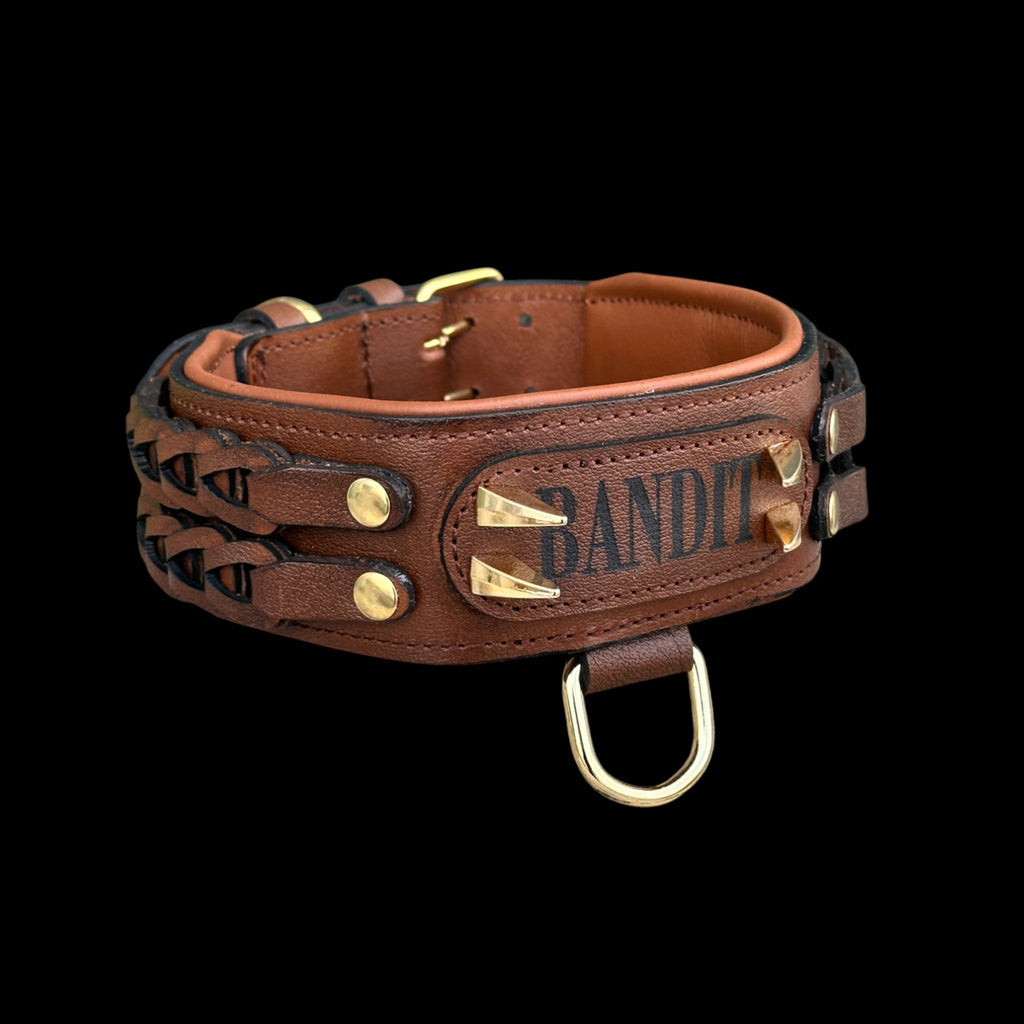 Handcrafted Leather Dog Collar & Leash Set – Personalized Name, Hand Braided Buffalo Leather for Cane Corso, Rottweiler, Doberman, Kangal, American Bully - A&C Dog Collars