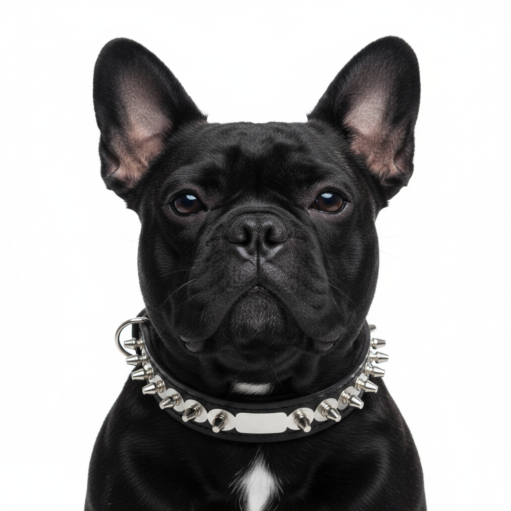 Siyah French Bulldog ile Spike Tasma