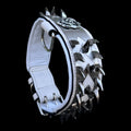 6 cm (2.36 inch) red lion dog collar with ivory-style black spikes