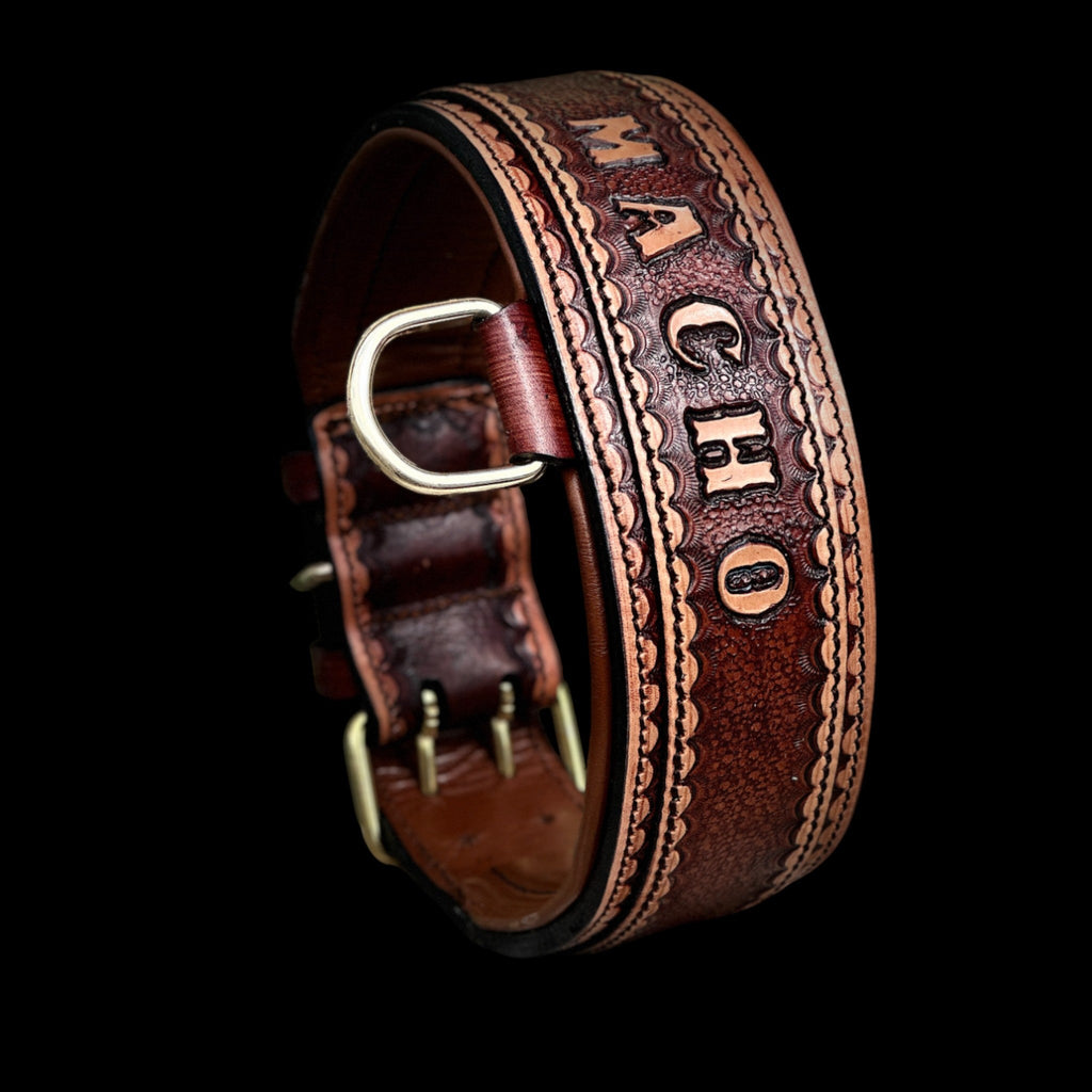 Handcrafted Buffalo Leather Dog Collar – Personalized Name Engraved, Strong & Stylish Collar for Cane Corso, Rottweiler, Doberman, Kangal, American Bully - A&C Dog Collars