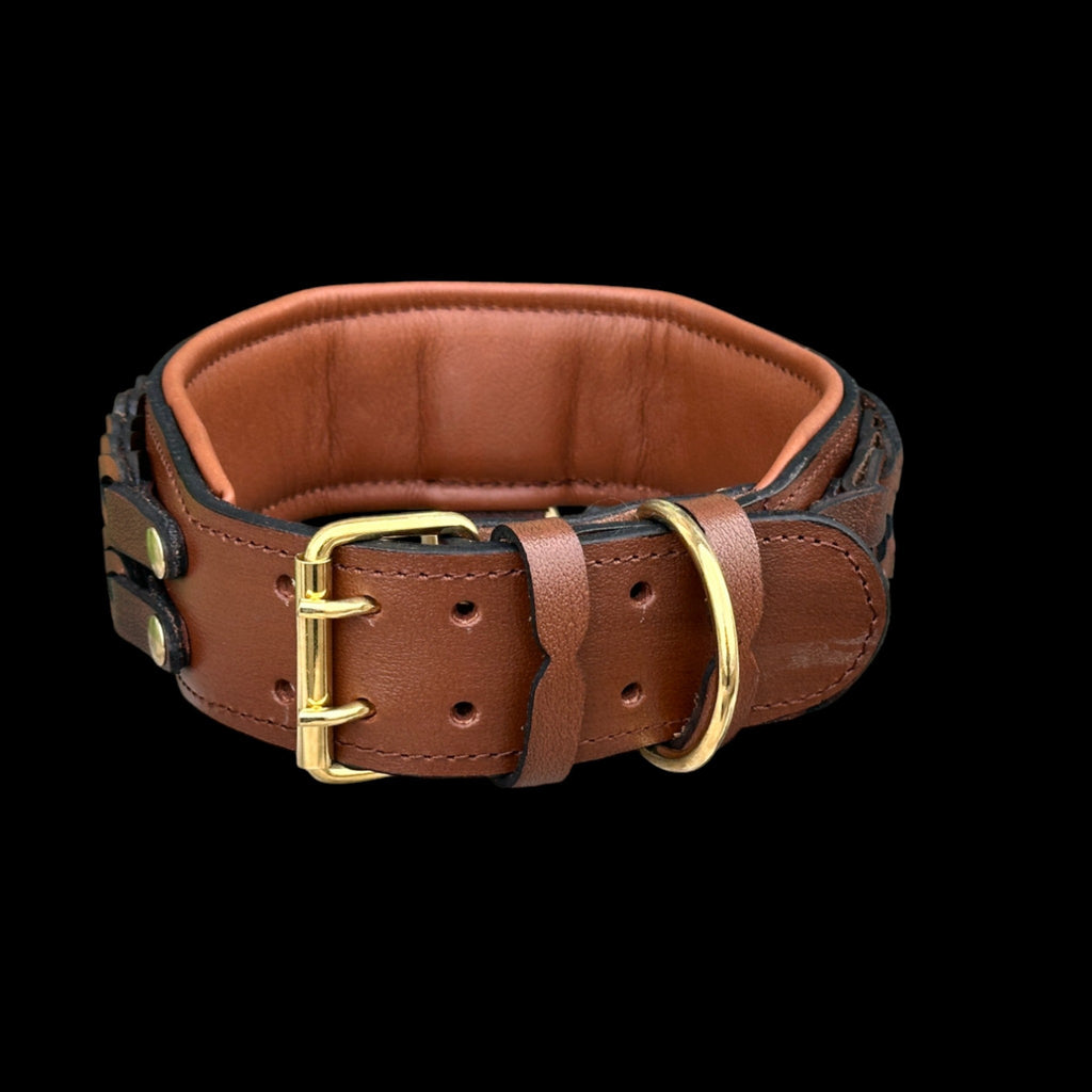 Handcrafted Leather Dog Collar & Leash Set – Personalized Name, Hand Braided Buffalo Leather for Cane Corso, Rottweiler, Doberman, Kangal, American Bully - A&C Dog Collars