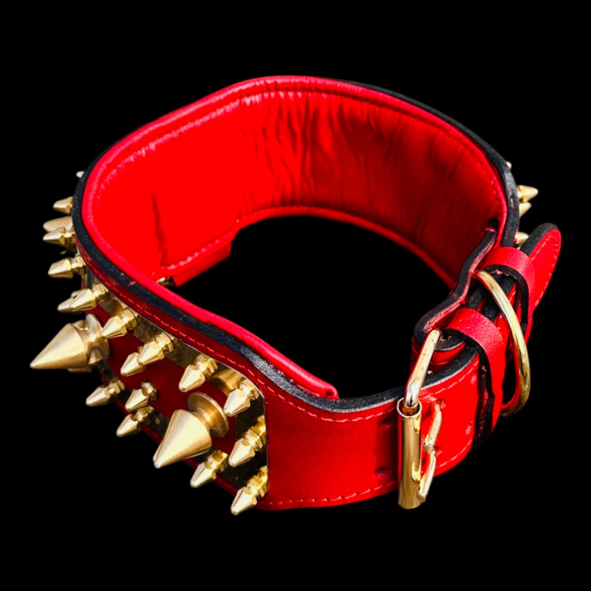 WarBringer™ Gold Edition – 3.15 inch Punisher Logo Buffalo Leather Dog Collar - A&C Dog Collars