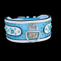 Handcrafted Turquoise Crystal Dog Collar – Wide & Thick Leather Design with Steel D-Ring for Cane Corso, Rottweiler, Doberman, Kangal, American Bully - A&C Dog Collars